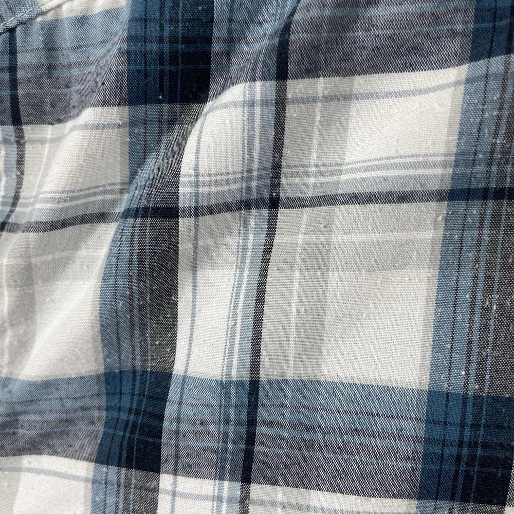KUHL Shirt Mens Large STYK Button Up Blue Plaid Short Sleeve Pockets Outdoor